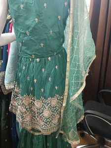 HEAVY WORKED A LINE KURTI WITH FLAERED SHARARA SET