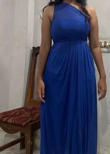 Elegant Blue Dress One Shoulder