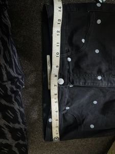 Zara Black Scratch Jeans With White Polkadots