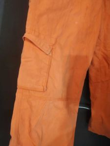 Orange Wide Leg Cargo Pants