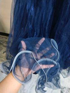 BEAUTIFUL DARK BLUE GOWN WITH NET DUPATTA