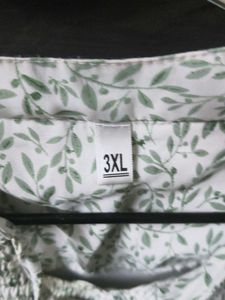 Green Leaf Print Smocked Blouse