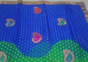 Elegant Blue &amp; Green Saree