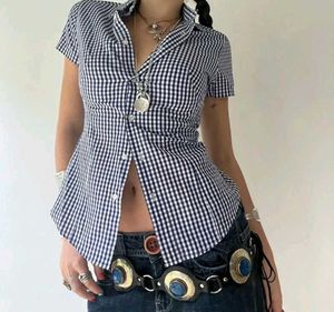 Y2k Gingham Checkered Shirt