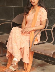 orange kurti set