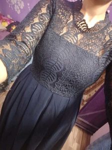 Elegant Navy Blue Midi Dress