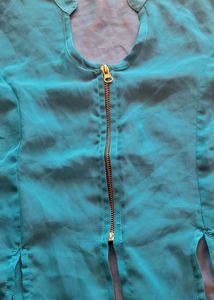 Women Sea Green See-through Top
