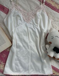 White Lace Trim Cami Top