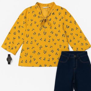 Floral Tie-Neck Blouse