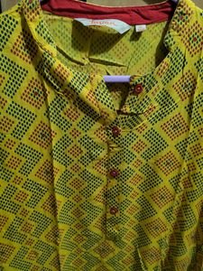 Yellow Printed Kurta