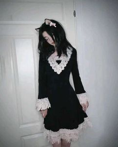 🖤 Gothic Black Lace Mini Dress | Party Wear |