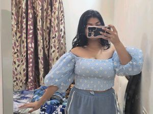 Off-Shoulder Blue Top