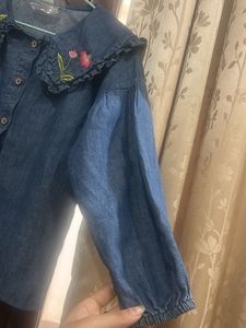 Embroidered Denim Top