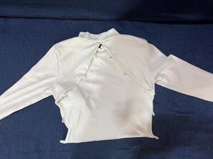 White Korean Imported Full Sleeves Backless Top