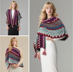 Bohemian Knitted Poncho with Tassels