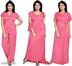 PREMIUM 4 PCS SET Satin Maxi night dress nigh