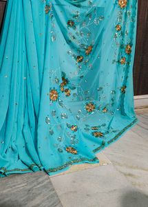 Heavy Bridal Embroidered Stone Work Saree