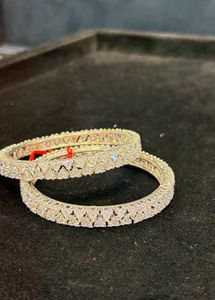 Sparkling Silver Bangle Set And In Golden Also
