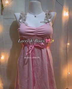 Pink Lace Trim Dress