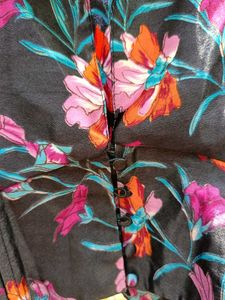 Black Floral Crop Shirt