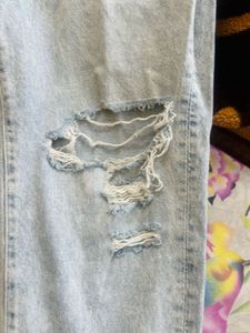 Ripped Light Wash Mom Jeans