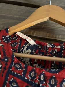 Red Printed Fish cut kurta