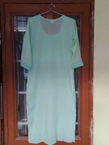 Elegant Light Green Embroidered Cotton Kurta.