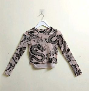 Dragon Print Mesh Top