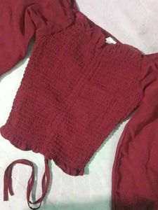 Chic Maroon Long Sleeve Top🌹✨