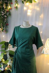 Wrap Type Green Midi Dress