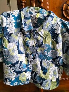 Floral Print Crop Shirt