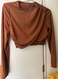 Chic Brown Long Sleeve Top