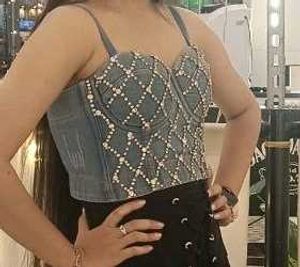 Denim Party Crop Top (Bralette Shaped)