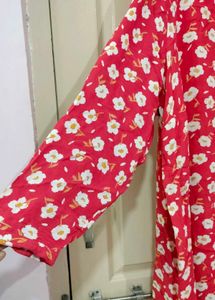 Red Floral Print Dress