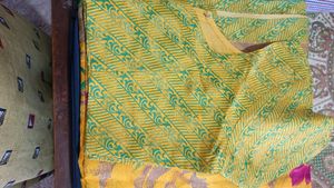 Jute Cotton Yellow Saree