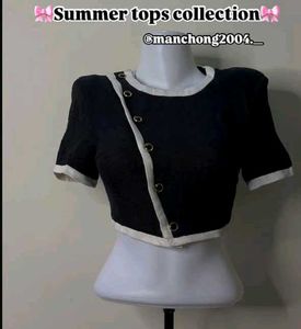 Chic Black & White Crop Top