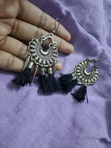 Silver Earrings With Tassels