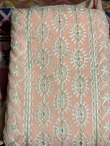 Peach Embroidered Dress Material