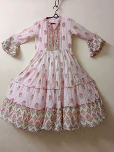 Tiered Pink Floral Print Dress