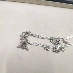 Slightly Used Pure Silver CZ Anklets For Women