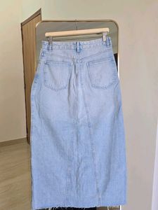ZARA Denim Slit Midi Skirt