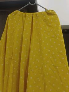 Zudio Polka Dots Pure Cotton Yellow Skirt For Women
