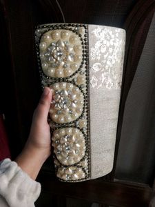 Vintage Pearl Embellished Vase Showpiece