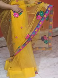 Combo Of yellow &amp; Blue Saree
