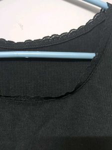 Black Lace Trim Crop Top