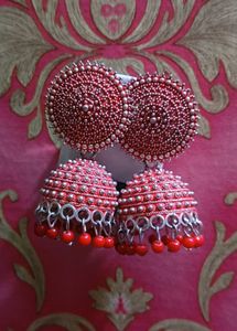 Red Jhumka Earrings