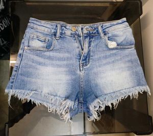 Denim Frayed Shorts