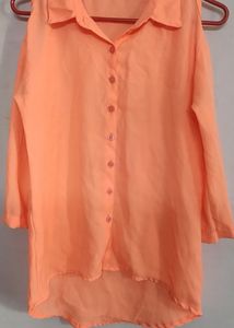 Cold Shoulder Neon Orange Top