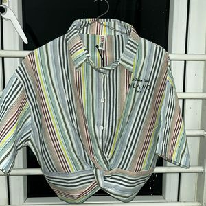 Striped Knot-Front Top