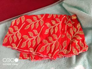 Bright Red Unstritched blouse Piece